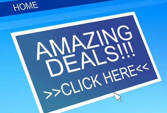 A malicious ad that reads "Amazing Deals - Click Here".